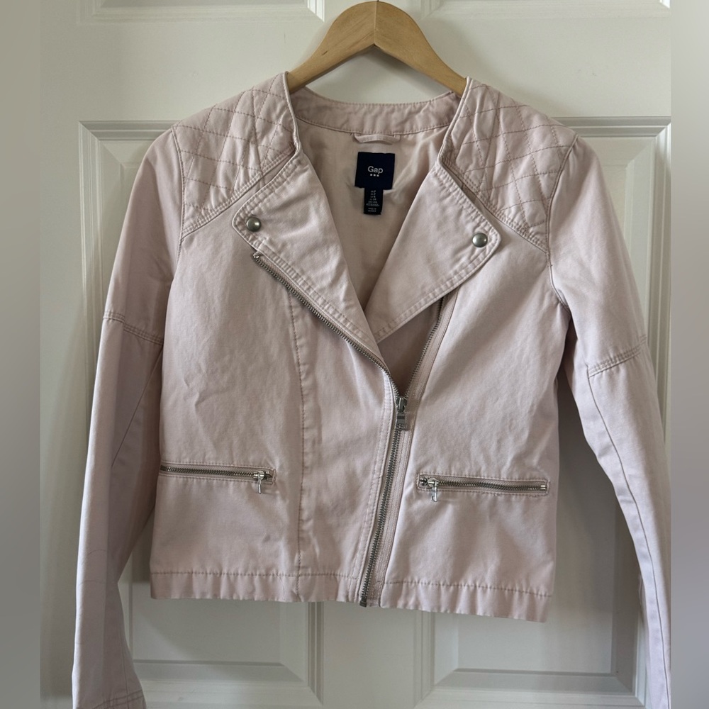Gap pale pink moto jacket in 100% cotton